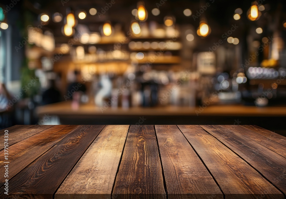 Empty wooden table in a cafe Empty wooden table in a cafe