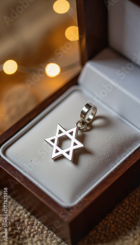 Silver Star of David Pendant in Elegant Jewelry Box  