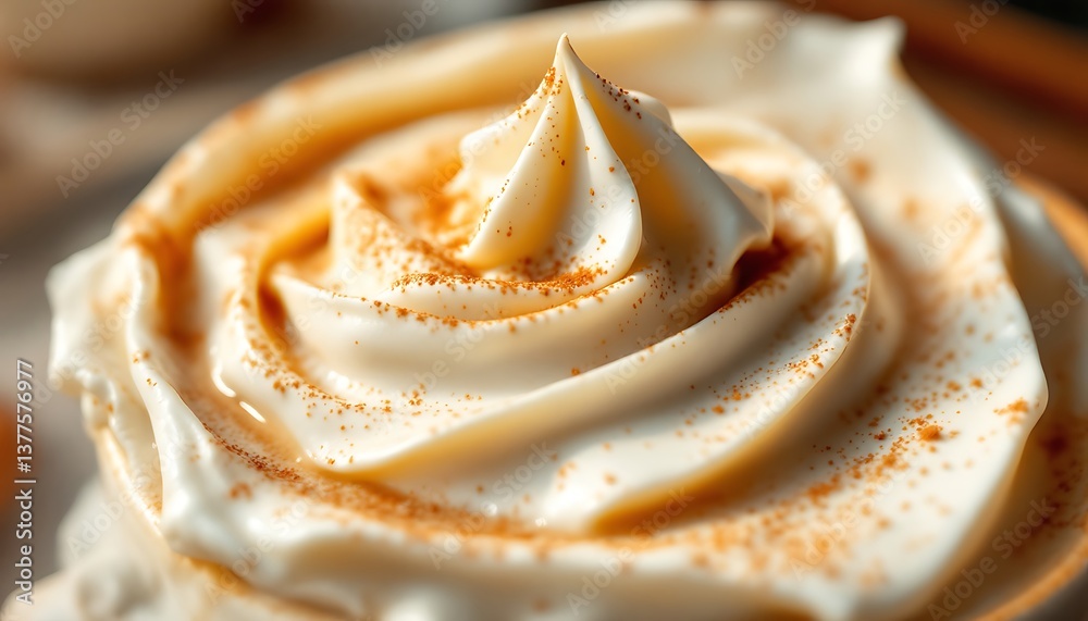 Close-up of Creamy Dessert with Spice Dusting for Food Bloggers