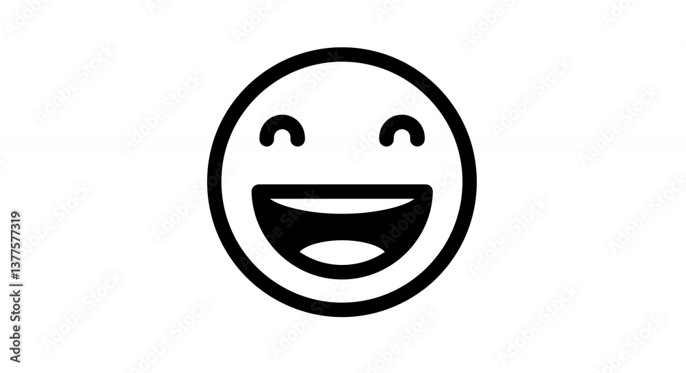 Laughing Emoji Icon - Black Line Drawing of Happy Expression Face Laughing Emoji Icon - Black Line Drawing of Happy Expression Face