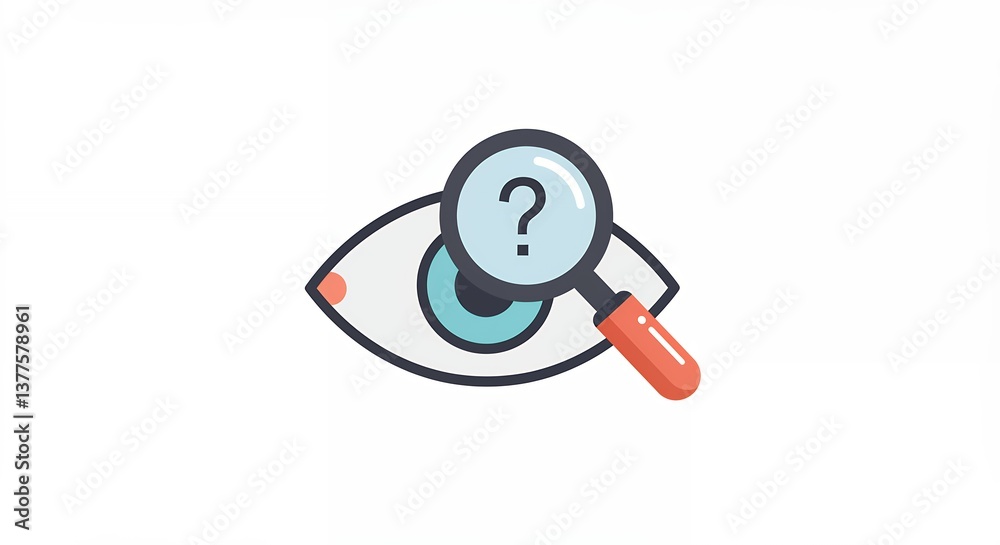 Eye Exam with Question Mark Magnifying Glass for Vision Checkup Eye Exam with Question Mark Magnifying Glass for Vision Checkup