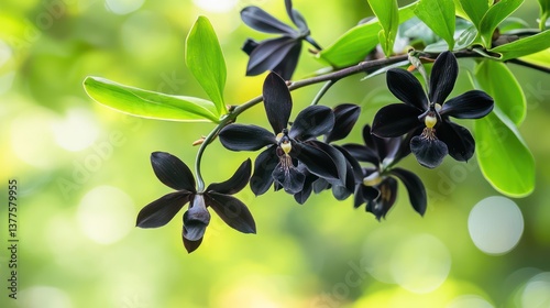 Dark Orchid Blooms in Lush Garden (2)