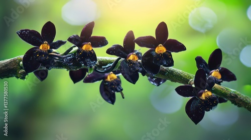 Dark Orchid Blossoms in Lush Jungle