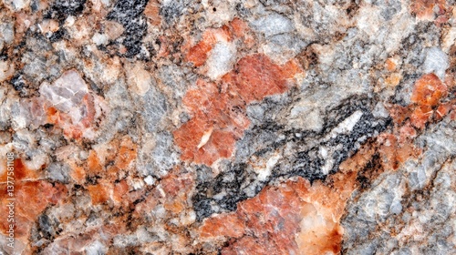 Close up of marble surface and textured granite surface with natural color variation