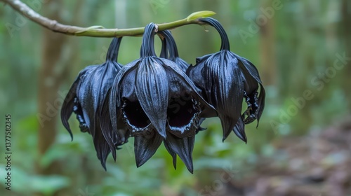 Black Orchid Flowers in Forest