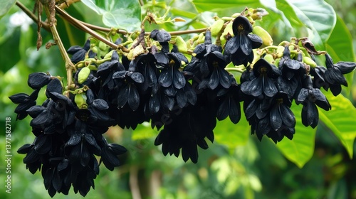 Dark Blooms Cluster on Tropical Branch