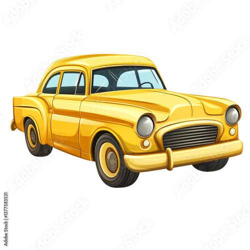 Classic Yellow Car Vintage Automobile Retro Ride Golden Vehicle Transportation Nostalgia,