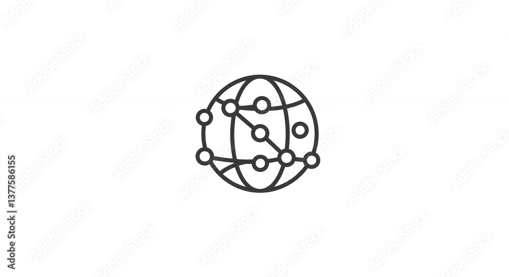 Obraz premium Globe with Connected Dots Representing Global Network and Data Connection