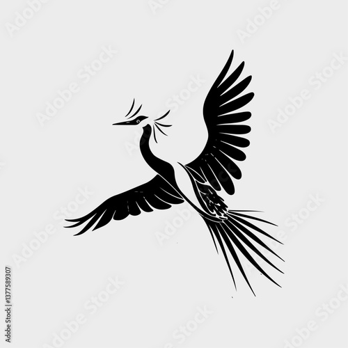 Ethereal Flight Pictogram Timeless Avian Grace