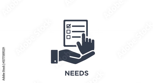 Understanding Needs Icon with Checklist on Hand for Requirements Analysis