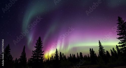 Wallpaper Mural Mesmerizing Aurora Borealis Display Over Forest Landscape Torontodigital.ca