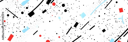 Minimalistic Geometric Lines with Red and Blue Accents on white and transparent background. PNG