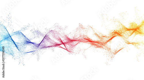 Colorful Web of Connections: Abstract Spectrum Network on white and transparent background. PNG