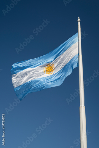 Argentina flag in central Buenos Aires, Argentina