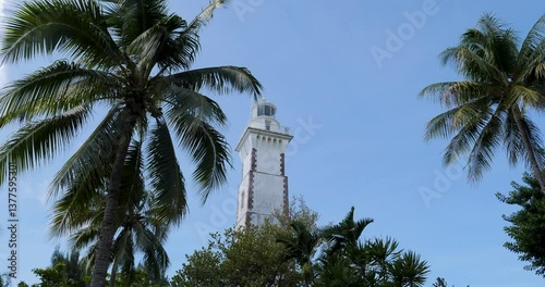 Historic lighthouse of Point Venus in the commune of Mahina, Matavai Bay,Tahiti, French Polynesia. photo