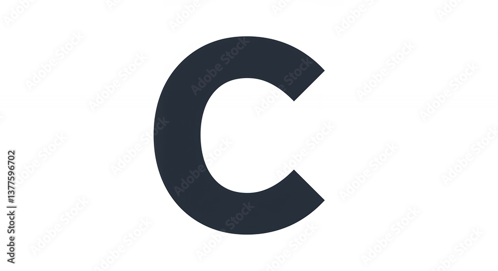 Isolated Letter C on White Background in Dark Gray Color Isolated Letter C on White Background in Dark Gray Color