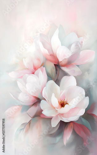 Ethereal Blush Petals on Soft Haze