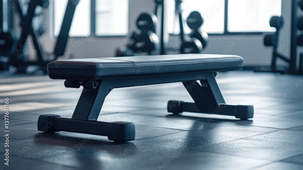 Fototapeta premium An empty weight bench is positioned within a modern exercise room
