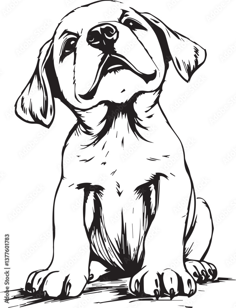 Fototapeta premium Cute puppy. Hand drawn vector illustration
