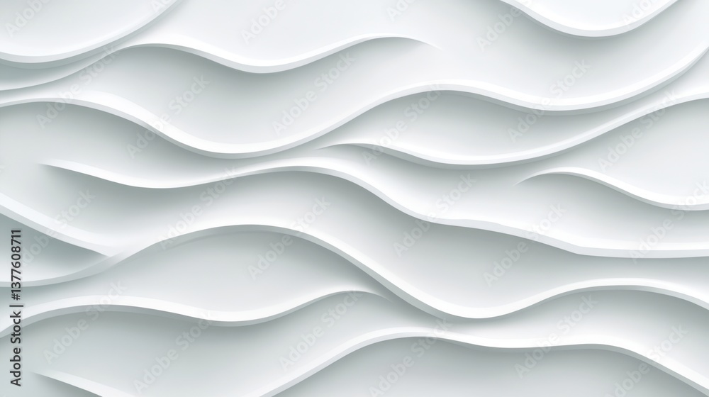 Fototapeta premium Abstract 3d white wave background with smooth curves and flowing design