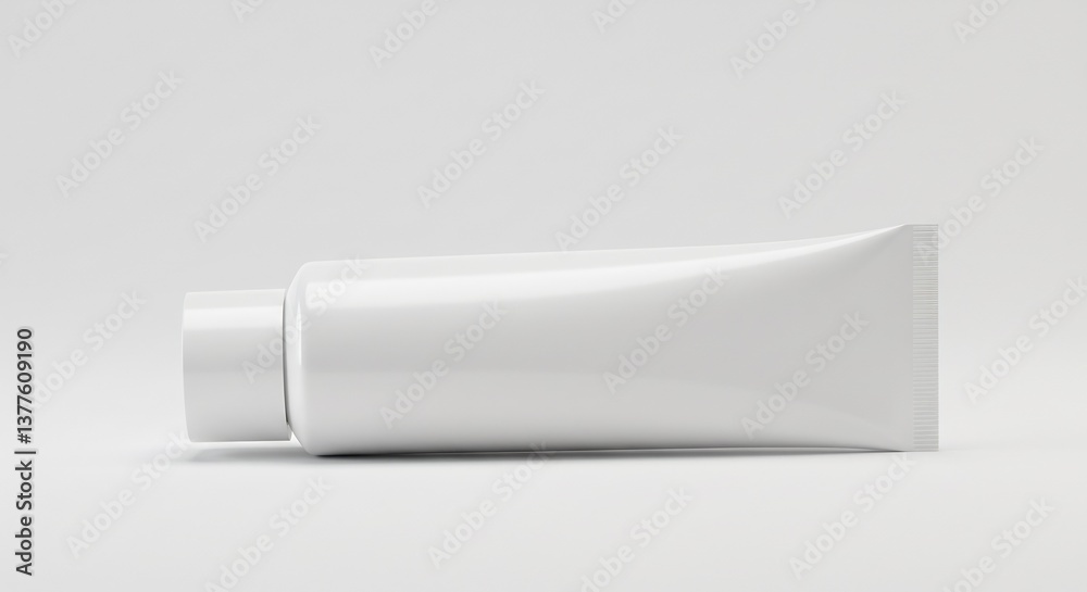 Clean white tube mockup soft light background. AI Generated Clean white tube mockup soft light background. AI Generated