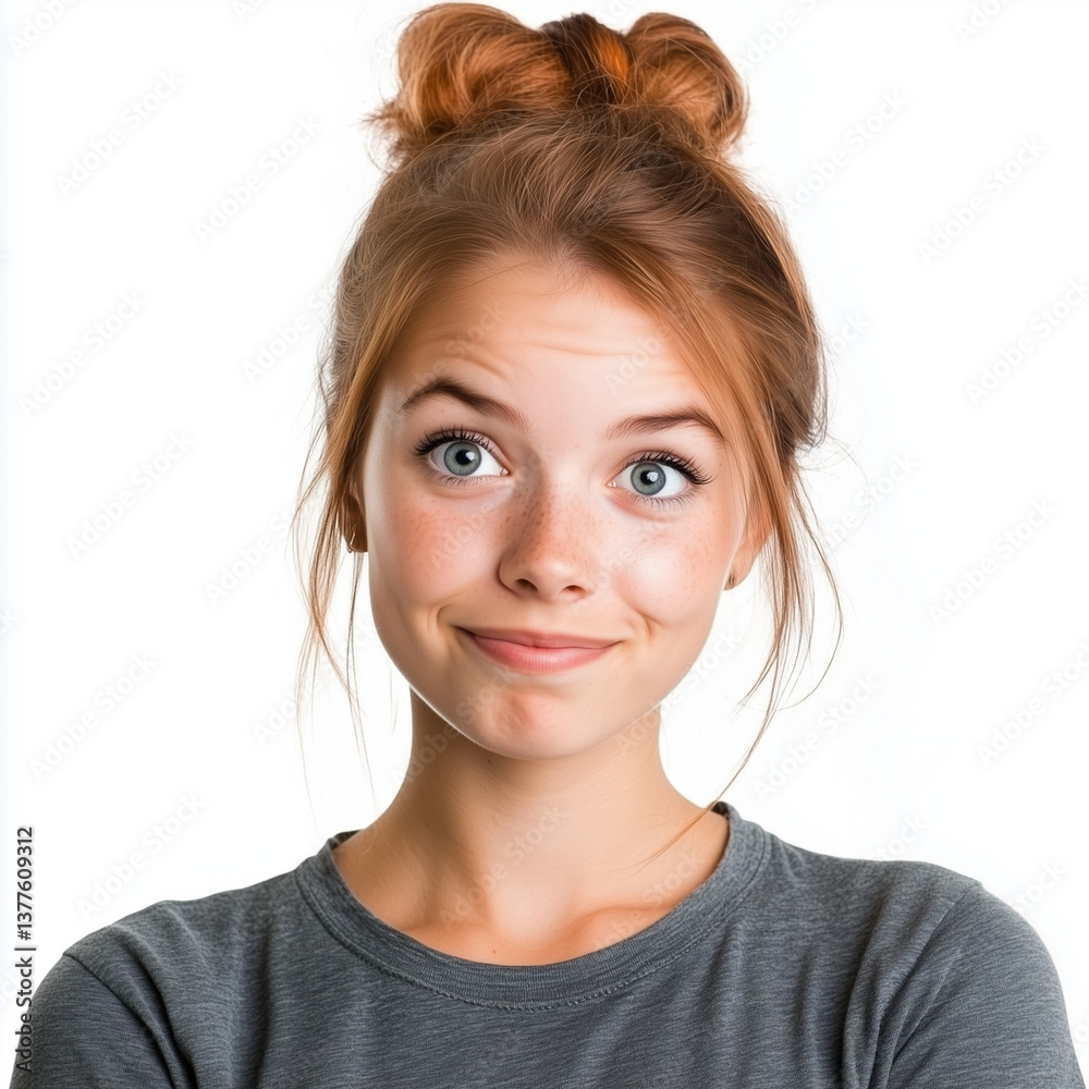 young woman with questioning expression, head and shoulders portrait against white background, natural and relatable, perfect for lifestyle and emotion themes young woman with questioning expression, head and shoulders portrait against white background, natural and relatable, perfect for lifestyle and emotion themes