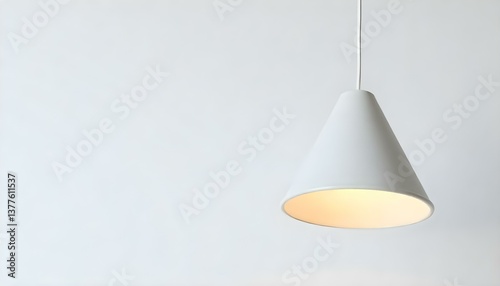 Wallpaper Mural A studio shot of a hanging lamp against a white background. The lamp has a conical shape and is made of a light gray material with a slightly rough texture Torontodigital.ca