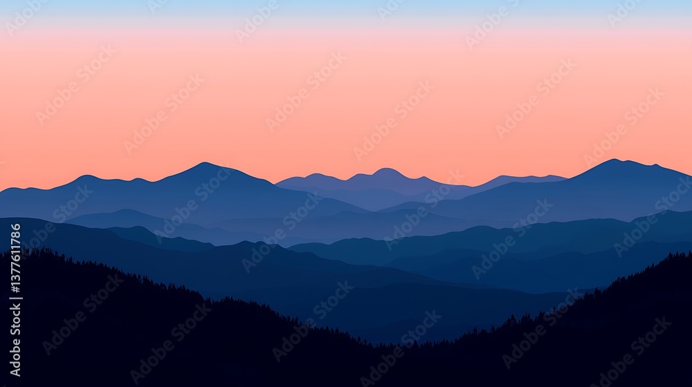 Obraz premium Serene Sunset Mountain Range.