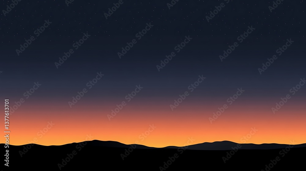 Fototapeta premium Sunset Silhouette Mountains Night Sky.
