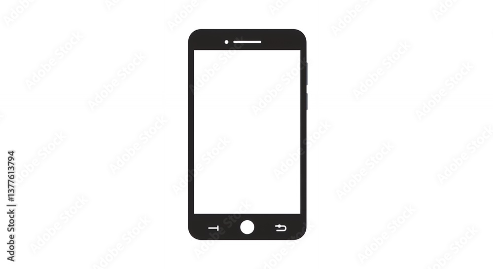 Smartphone Mockup Template Black Mobile Phone with Blank White Screen Smartphone Mockup Template Black Mobile Phone with Blank White Screen