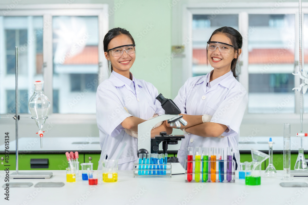 The innovative science experiment performed by two Asian female researchers aimed to revolutionize medicine by restructuring its chemical components for better treatment outcomes. The innovative science experiment performed by two Asian female researchers aimed to revolutionize medicine by restructuring its chemical components for better treatment outcomes.