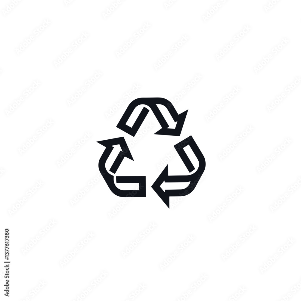 Recycling symbol in minimalist style with black lines Recycling symbol in minimalist style with black lines