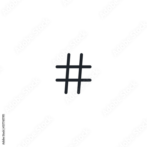 Hashtag icon on a minimalistic background  