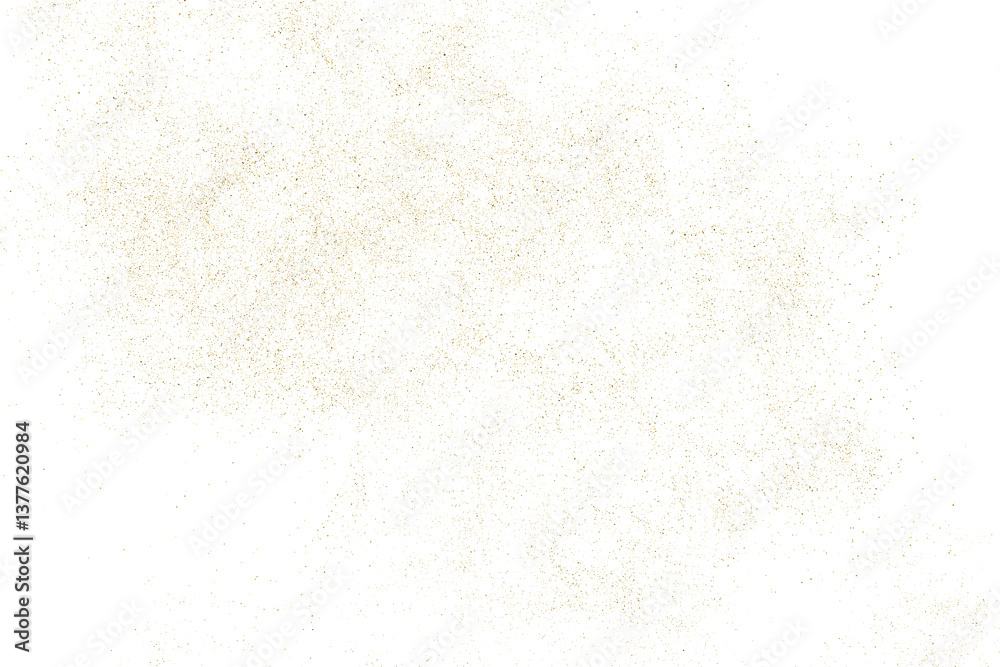 Gold texture pattern on transparent background. Old paper surface. Light golden confetti. Yellow Illustration backdrop. PNG design element.