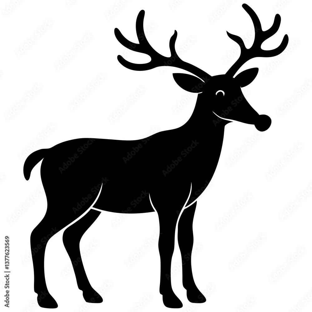 Fototapeta premium Reindeer silhouette vector illustration 