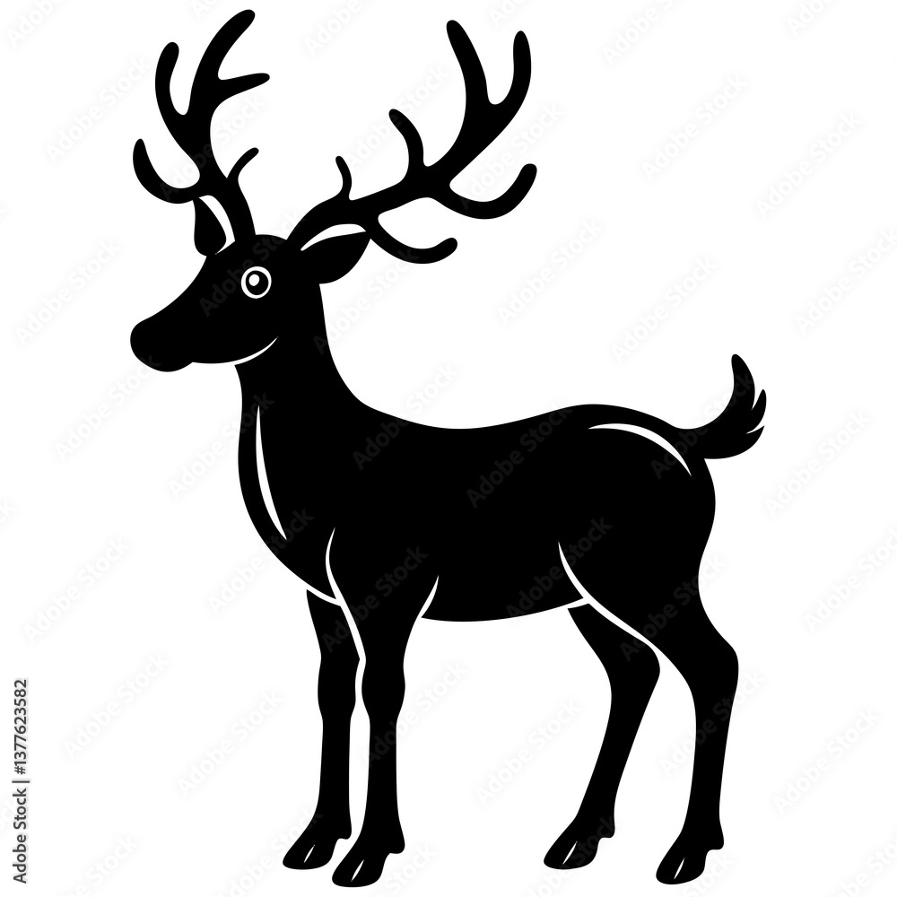 Obraz premium Reindeer silhouette vector illustration 