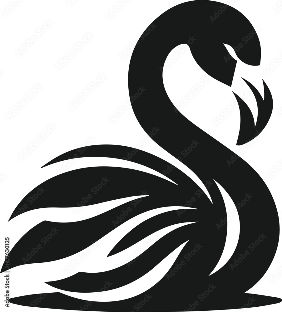 Obraz premium Black flamingo vector