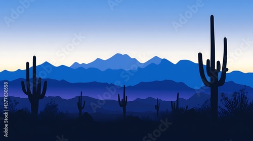 Desert Sunset Silhouette Landscape. (20)