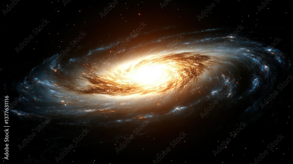 Fototapeta premium Spiral galaxy swirling in space, cosmic background, astronomy