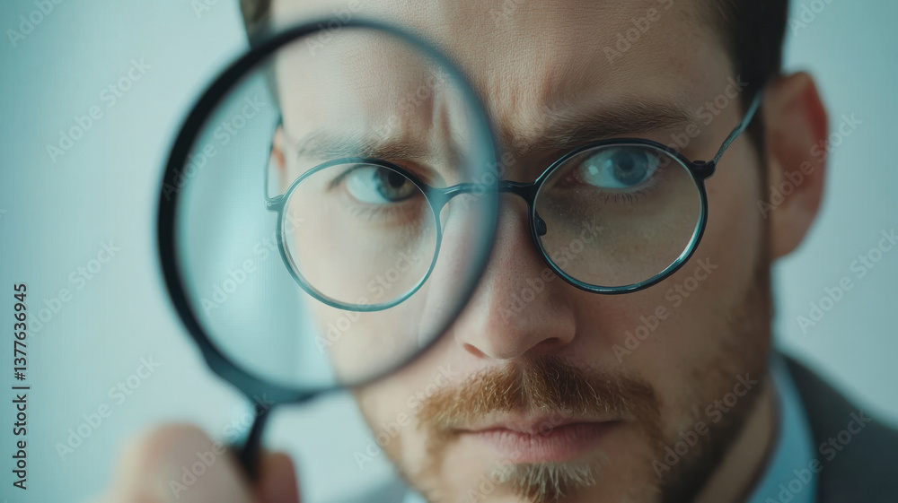 magnifying glass highlighting key details, symbolizing focus and business analysis, 4c magnifying glass highlighting key details, symbolizing focus and business analysis, 4c