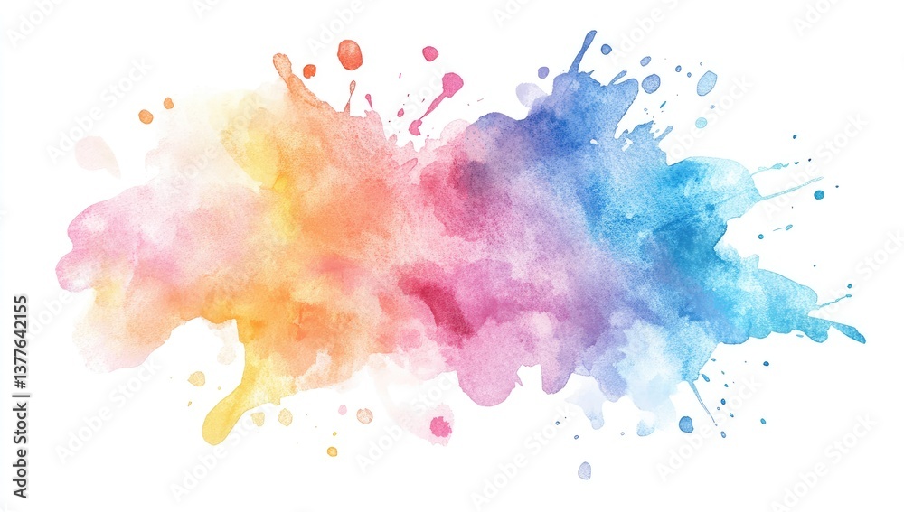 Abstract watercolor splatter art. A vibrant blend of rainbow hues with splashes and drips creating a dynamic and artistic composition Abstract watercolor splatter art. A vibrant blend of rainbow hues with splashes and drips creating a dynamic and artistic composition