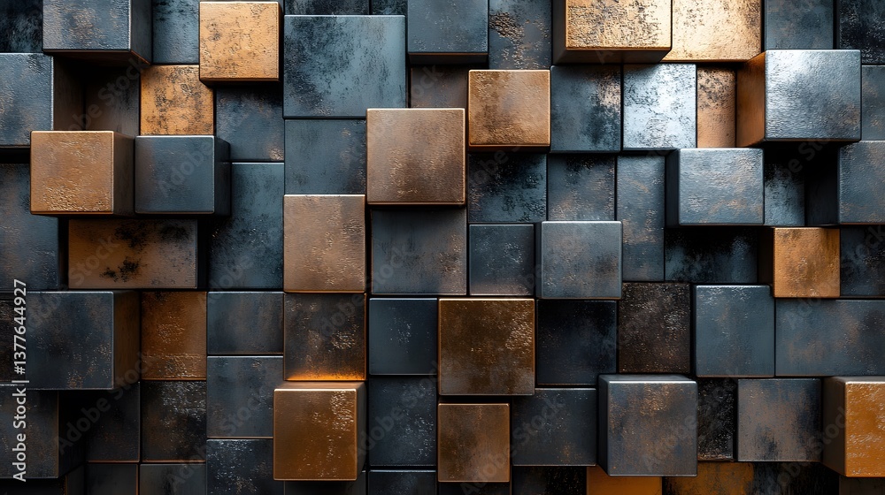 Metal Wall with Brushed Nickel Rose Gold Copper Aluminum and Chrome Squares Metal Wall with Brushed Nickel Rose Gold Copper Aluminum and Chrome Squares