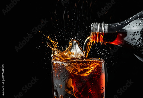  A bottle pouring a drink into a glass