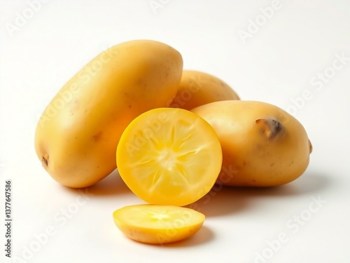 Yellow Potatoes and Sliced Yellow Tomato - Fresh Organic Vegetables