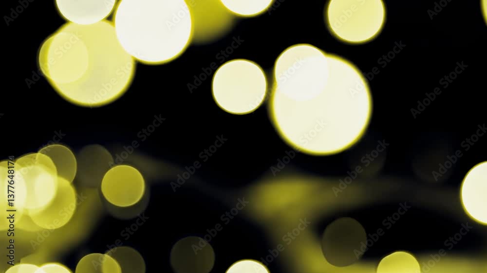 Abstract of yellow bokeh lights animated overlay, transparent 4K video, alpha channel, ProRes 4444