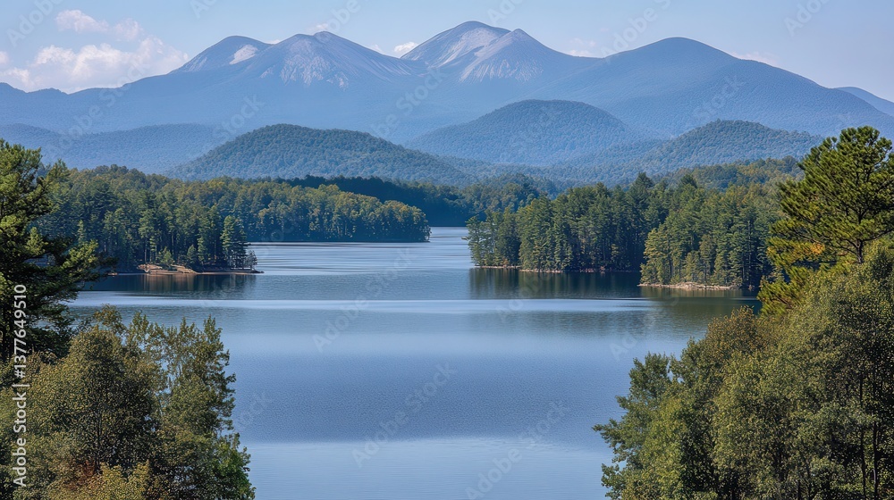 Fototapeta premium Mountain lake scenic view, summer, tranquility