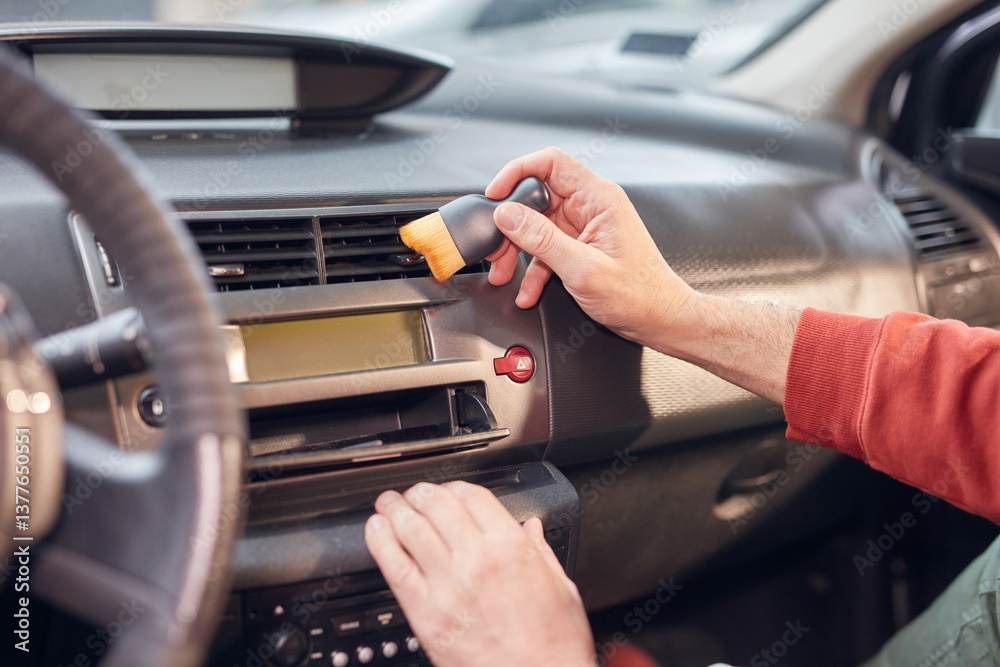 Cleaning ordinary dusty car interior and ventilation.