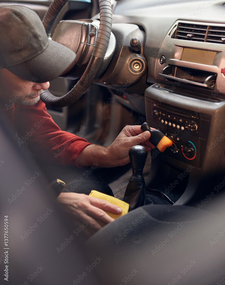 Cleaning ordinary dusty car interior and ventilation.