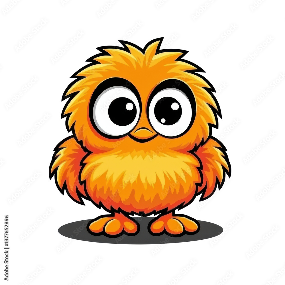 Naklejka premium Cute orange cartoon chick with big eyes on a transparent background vector, perfect for childrens illustration and animation