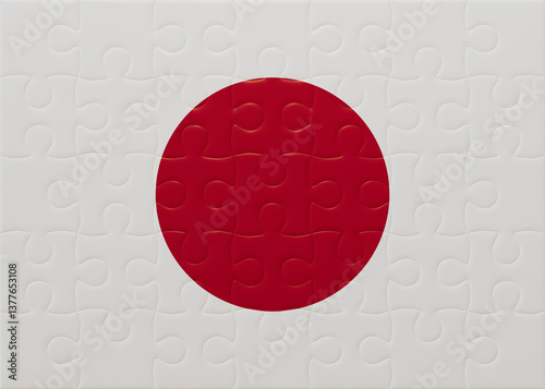 Striking Puzzle Art: Red Circle on White, Inspired by Japan's Flag